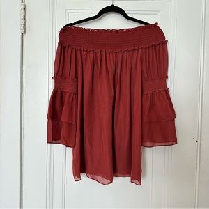 Maroon Off the Shoulder Blouse NWOT
